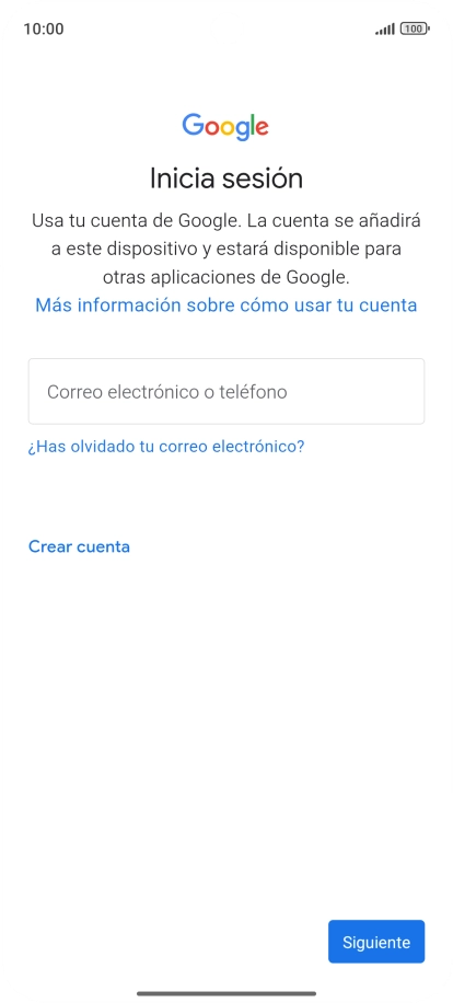 Si no tienes una cuenta de Google, pulsa Crear cuenta y sigue las indicaciones de la pantalla para ver cómo crear una cuenta nueva.