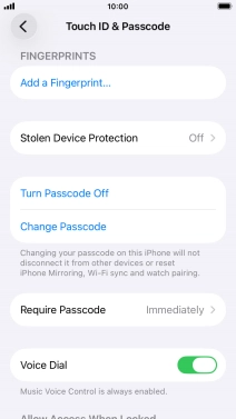 Press Turn Passcode Off and key in the phone lock code.