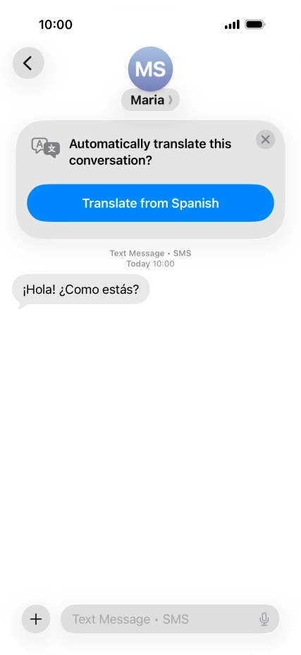 Your phone automatically detects a foreign language and suggests translating the conversation.