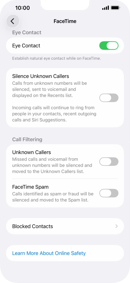 Press Blocked Contacts.