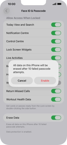 If you turn on the function, press Enable.