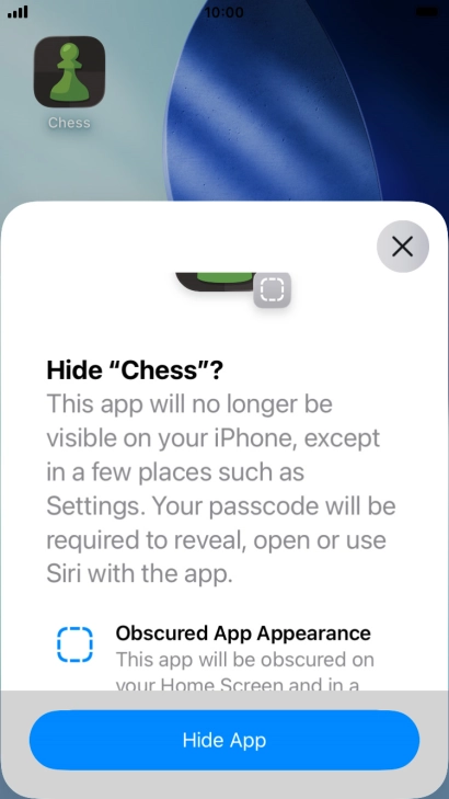 Press Hide App.