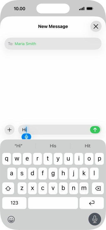 Press the microphone icon to end dictation.