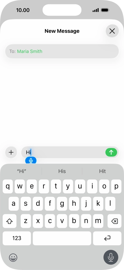 Press the microphone icon to end dictation.