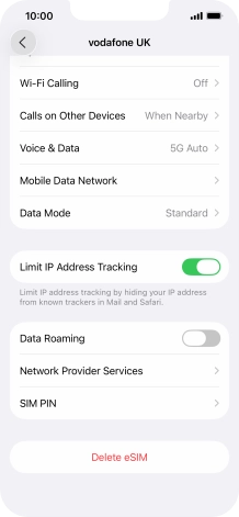 Press Delete eSIM and follow the instructions on the screen to delete your eSIM.
