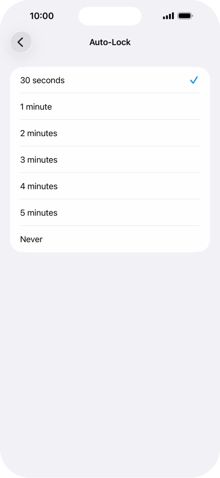 Press the required setting.