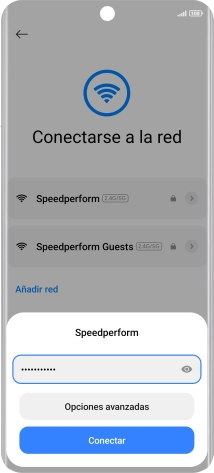 Introduce la contraseña de la red wifi y pulsa Conectar.