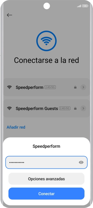 Introduce la contraseña de la red wifi y pulsa Conectar.