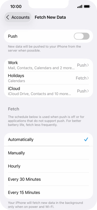 If you turn off the function, press the required setting.