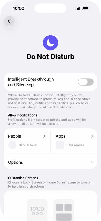 Press People and follow the instructions on the screen to select which contacts you would like to receive calls and notifications from when Do Not Disturb is turned on.