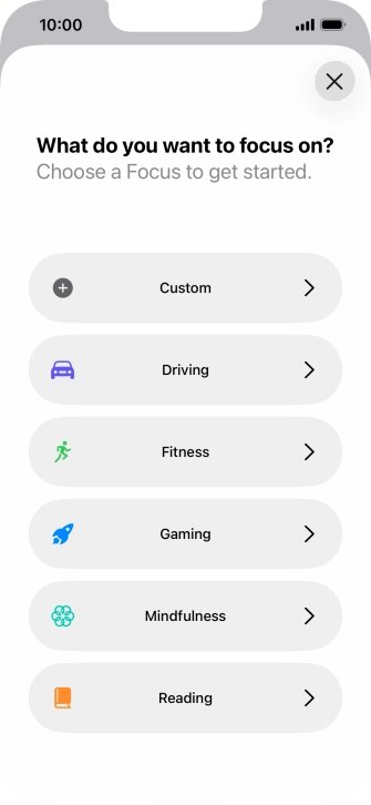 Press the required focus mode and follow the instructions on the screen to add the selected focus mode.