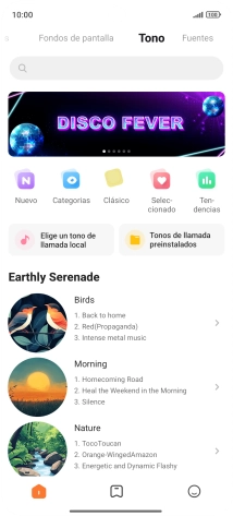 Si deseas seleccionar un timbre de llamada que no sea un timbre de llamada predeterminado, pulsa Elige un tono de llamada local y sigue las indicaciones de la pantalla para seleccionar la melodía deseada.