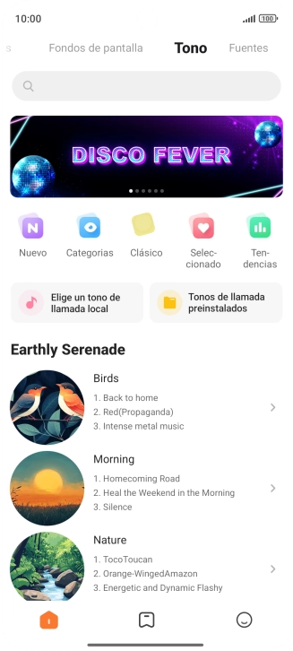 Si deseas seleccionar un timbre de llamada que no sea un timbre de llamada predeterminado, pulsa Elige un tono de llamada local y sigue las indicaciones de la pantalla para seleccionar la melodía deseada.
