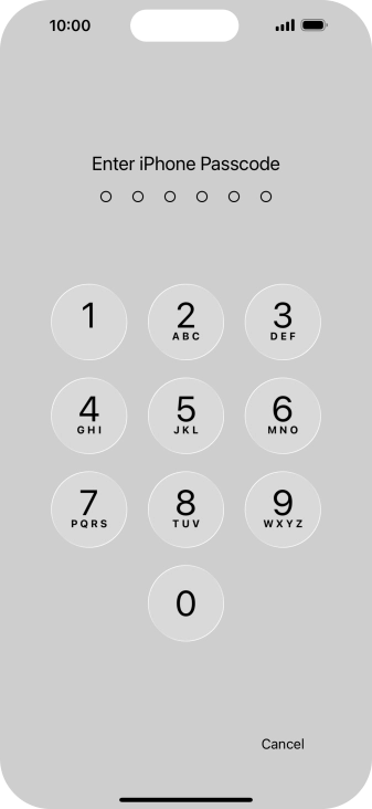 Use the phone lock code you created.