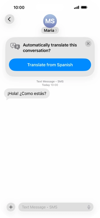 Your phone automatically detects a foreign language and suggests translating the conversation.