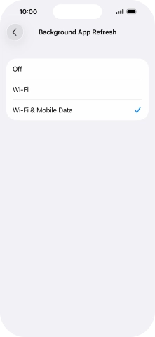 To turn off background refresh of apps, press Off.