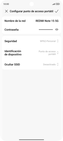 Pulsa Nombre de la red e introduce el nombre deseado de la conexión wifi