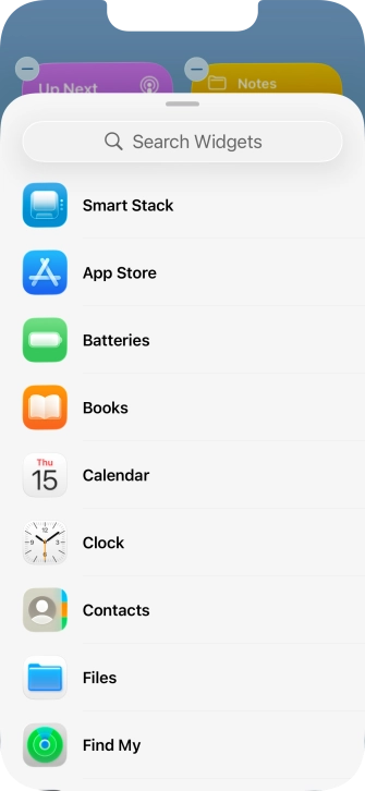 Press the required widget.