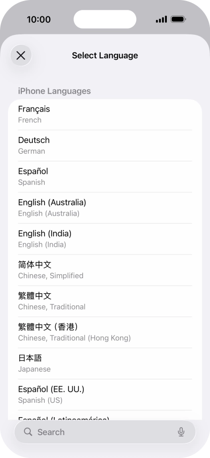 Press the required language.