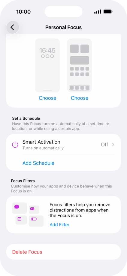 Press the required setting below 