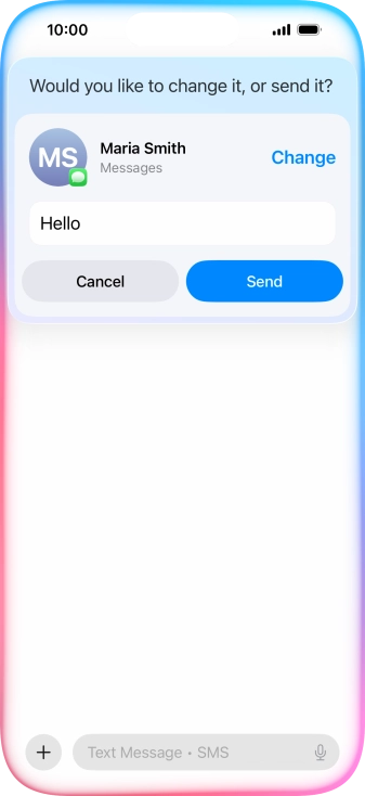 If an app is open on your phone, such as Messages, you can also use the functions available here, e.g.: REPLY [text].