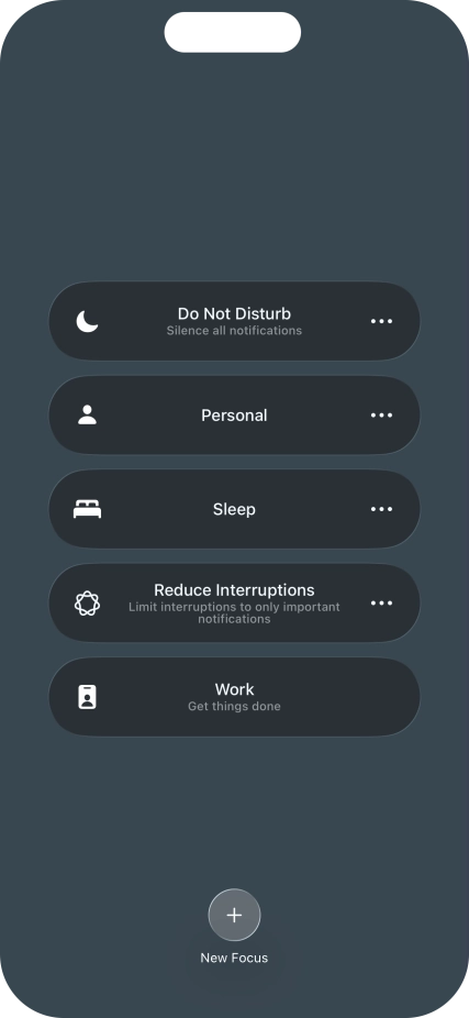 Press the required focus mode to activate or deactivate it immediately.