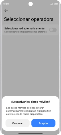 Pulsa Aceptar y espera mientras el teléfono está buscando redes.
