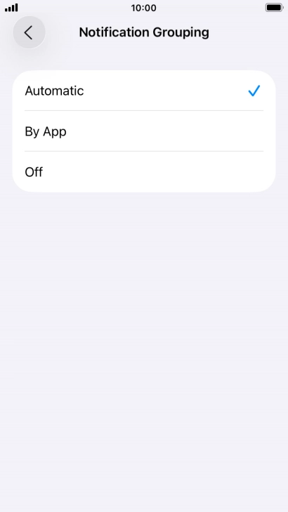 Press the required setting.
