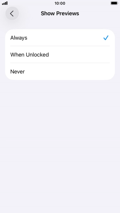 To select notification preview on the lock screen, press Always.