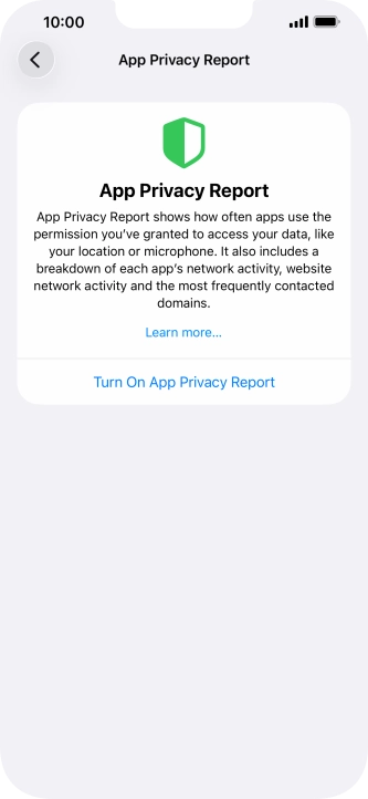 Press Turn On App Privacy Report to turn on the function.
