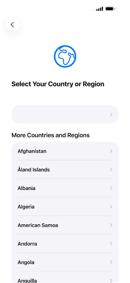 Press the required country or area.