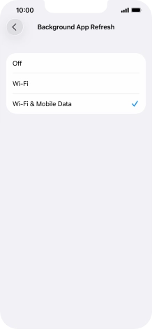 To turn off background refresh of apps, press Off.