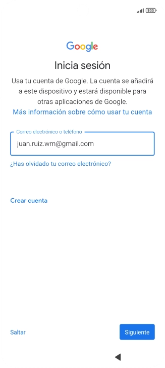 Sigue las indicaciones de la pantalla para terminar la activación.