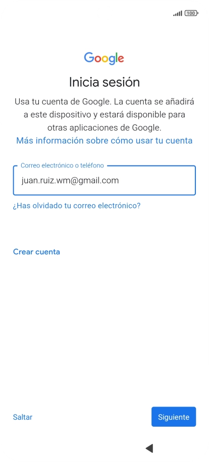 Sigue las indicaciones de la pantalla para terminar la activación.