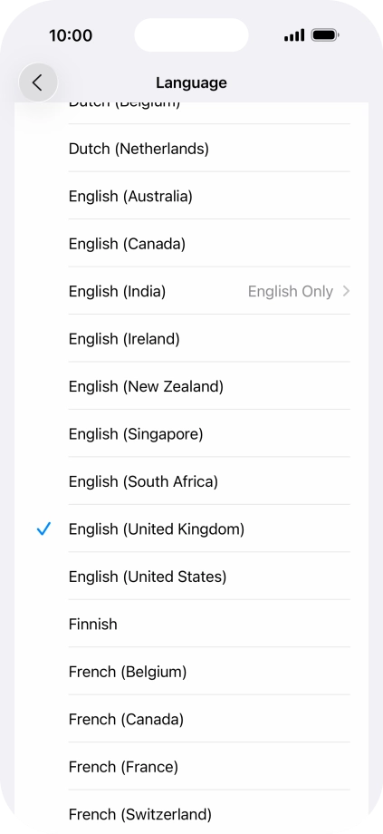 Press the required language.