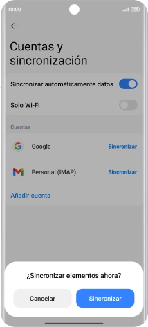 Si activas la función, pulsa Sincronizar.