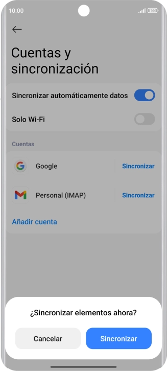 Si activas la función, pulsa Sincronizar.