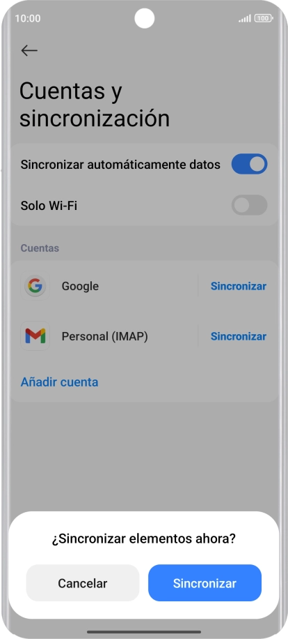 Si activas la función, pulsa Sincronizar.