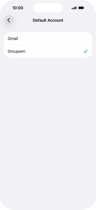 Press the required email account to select the email account as your default account.