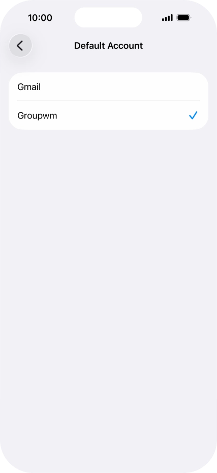 Press the required email account to select the email account as your default account.