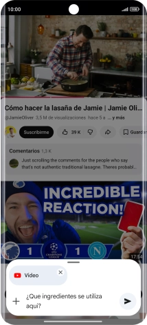 Sigue las indicaciones de la pantalla para escribir o decir en alto la pregunta que quieres hacer del vídeo.