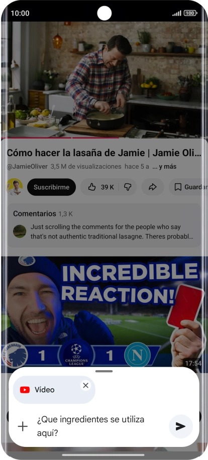 Sigue las indicaciones de la pantalla para escribir o decir en alto la pregunta que quieres hacer del vídeo.