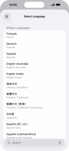 Press the required language.