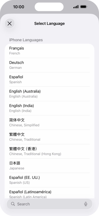 Press the required language.