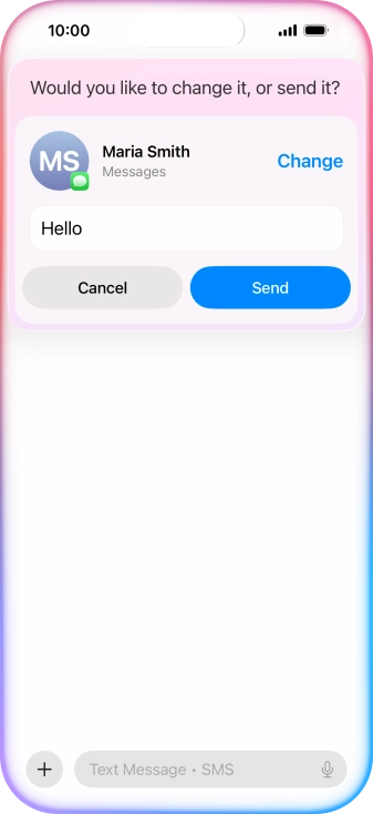 If an app is open on your phone, such as Messages, you can also use the functions available here, e.g.: REPLY [text].