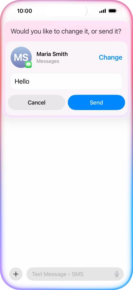 If an app is open on your phone, such as Messages, you can also use the functions available here, e.g.: REPLY [text].