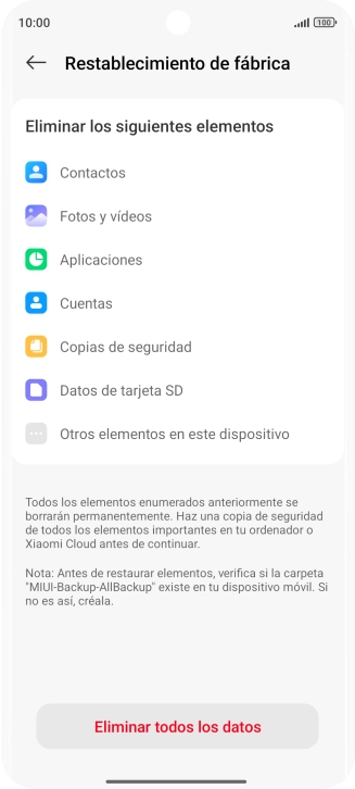 Pulsa Eliminar todos los datos.