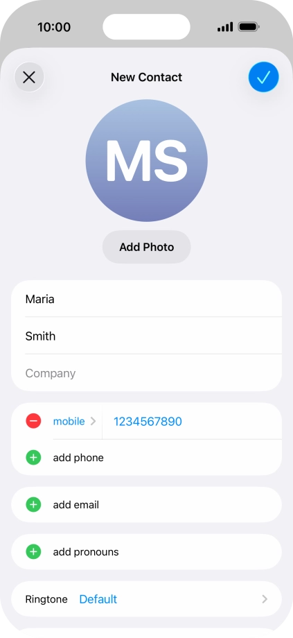 Press the confirm icon.
