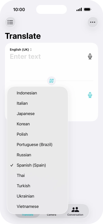Press the required target language.