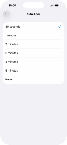 Press the required setting.